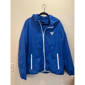 Guess Mens Royal Blue Full Zip Hooded Windbreaker Jacket XXL